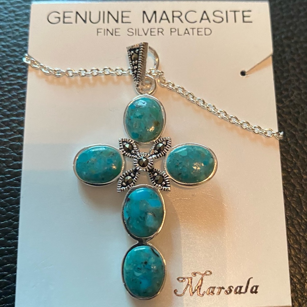 Turquoise marcasite necklace